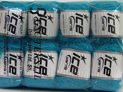 Lot of 8 Skeins Ice Yarns SPARKLE SOFT Hand Knitting Yarn Turquoise