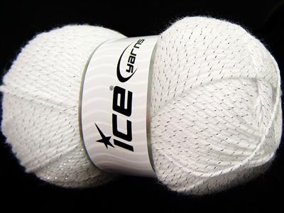 4x100gr. STAR GLITZ Metalik Simli, Akrilik Beyaz Metalik Simli, Kışlık, Düz iplikler, Akrilik