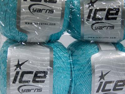 Lot of 4 x 100gr Skeins Ice Yarns SUMMER (70% Mercerized Cotton 30% Viscose) Yarn Turquoise