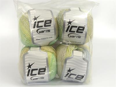 4x100gr. SUMMER COLOR Viskon, Pamuk Krem, Açık Mavi, Sarı Tonları Viskon, Yazlık İplikler, Pamuk, Batik Desenli