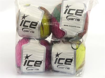 4x100gr. SUMMER COLOR Viskon, Pamuk Gökkuşağı Viskon, Yazlık İplikler, Pamuk, Batik Desenli