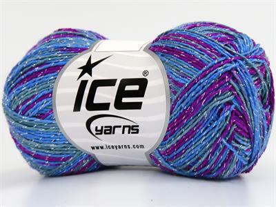 8x50gr. SUMMER ROSE GLITZ Metalik Simli, Akrilik Yeşil, Mavi, Fuşya Metalik Simli, Yazlık İplikler, Batik Desenli, Akrilik