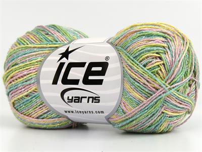 8x50gr. SUMMER ROSE GLITZ Metalik Simli, Akrilik Yeşil, Pembe, Sarı Metalik Simli, Yazlık İplikler, Batik Desenli, Akrilik