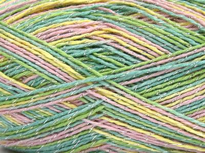 8x50gr. SUMMER ROSE GLITZ Metalik Simli, Akrilik Yeşil, Pembe, Sarı Metalik Simli, Yazlık İplikler, Batik Desenli, Akrilik