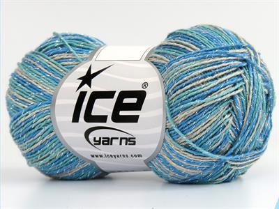 8x50gr. SUMMER ROSE GLITZ Metalik Simli, Akrilik Yeşil, Turkuaz, Açık Kamel Metalik Simli, Yazlık İplikler, Batik Desenli, Akrilik