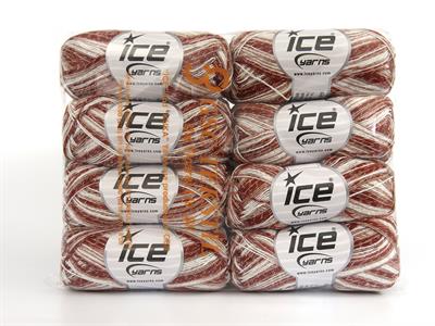 8x50gr. SUMMER ROSE GLITZ Metalik Simli, Akrilik Beyaz Metalik Simli, Yazlık İplikler, Batik Desenli, Akrilik