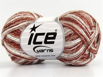 8x50gr. SUMMER ROSE GLITZ Metalik Simli, Akrilik Beyaz Metalik Simli, Yazlık İplikler, Batik Desenli, Akrilik