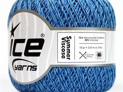 6x50gr. SUMMER VISCOSE Viskon, Merserize Pamuk Mavi Çok İnce, Viskon, Yazlık İplikler, Pamuk, Tığ İşi