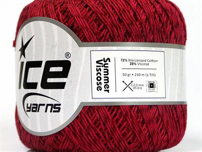 6x50gr. SUMMER VISCOSE Viskon, Merserize Pamuk Bordo Çok İnce, Viskon, Yazlık İplikler, Pamuk, Tığ İşi