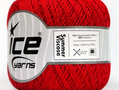 6x50gr. SUMMER VISCOSE Viskon, Merserize Pamuk Kırmızı Çok İnce, Viskon, Yazlık İplikler, Pamuk, Tığ İşi