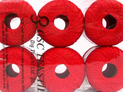 6x50gr. SUMMER VISCOSE Viskon, Merserize Pamuk Kırmızı Çok İnce, Viskon, Yazlık İplikler, Pamuk, Tığ İşi