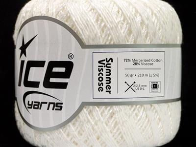 6x50gr. SUMMER VISCOSE Viskon, Merserize Pamuk Beyaz Çok İnce, Viskon, Yazlık İplikler, Pamuk, Tığ İşi