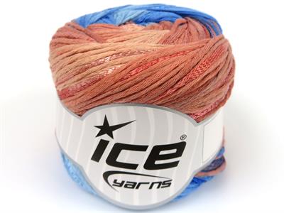 4x100gr. SUMMERTIME COLOR Viskon, Pamuk Mavi Tonları, Somon Tonları Viskon, Yazlık İplikler, Pamuk, Batik Desenli