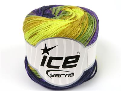 4x100gr. SUMMERTIME COLOR Viskon, Pamuk Altın, Yeşil Tonları, Mor Tonları Viskon, Yazlık İplikler, Pamuk, Batik Desenli