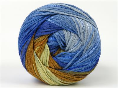 4x100gr. SUMMERTIME COLOR Viskon, Pamuk Altın, Açık Yeşil, Mavi Tonları Viskon, Yazlık İplikler, Pamuk, Batik Desenli