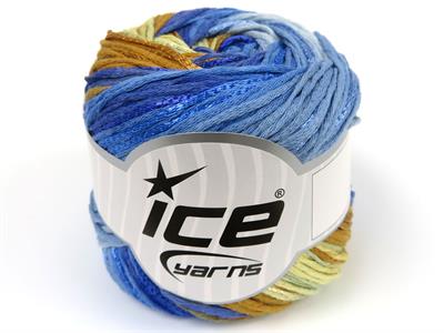 4x100gr. SUMMERTIME COLOR Viskon, Pamuk Altın, Açık Yeşil, Mavi Tonları Viskon, Yazlık İplikler, Pamuk, Batik Desenli