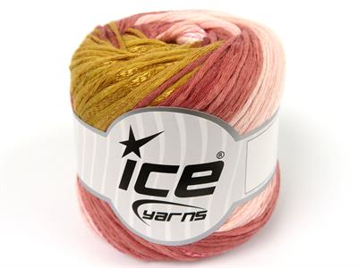 4x100gr. SUMMERTIME COLOR Viskon, Pamuk Altın, Pembe tonları Viskon, Yazlık İplikler, Pamuk, Batik Desenli