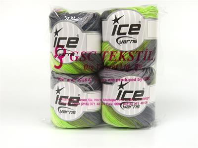 4x100gr. SUMMERTIME COLOR Viskon, Pamuk Yeşil Tonları, Gri Tonları Viskon, Yazlık İplikler, Pamuk, Batik Desenli