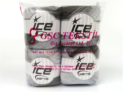 4x100gr. SUMMERTIME COLOR Viskon, Pamuk Açık Mavi, Gri Tonları Viskon, Yazlık İplikler, Pamuk, Batik Desenli