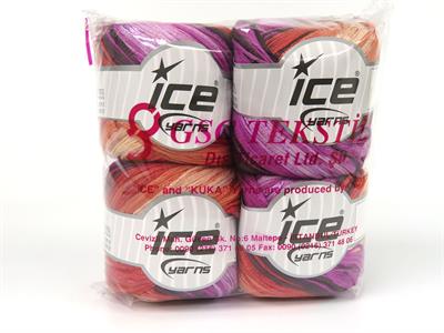 4x100gr. SUMMERTIME COLOR Viskon, Pamuk Maron, Pembe tonları, Somon Tonları Viskon, Yazlık İplikler, Pamuk, Batik Desenli