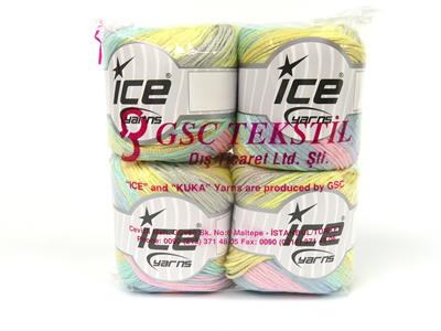 4x100gr. SUMMERTIME COLOR Viskon, Pamuk Pastel Renkler Viskon, Yazlık İplikler, Pamuk, Batik Desenli