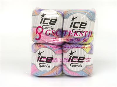 4x100gr. SUMMERTIME COLOR Viskon, Pamuk Pastel Renkler Viskon, Yazlık İplikler, Pamuk, Batik Desenli