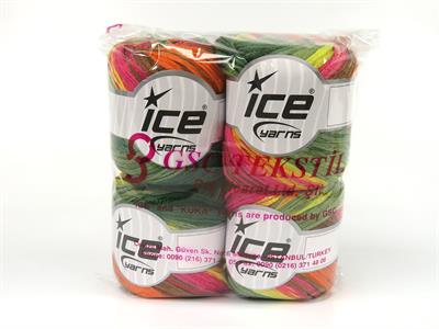 4x100gr. SUMMERTIME COLOR Viskon, Pamuk Pembe, Yeşil Tonları, Altın tonları Viskon, Yazlık İplikler, Pamuk, Batik Desenli