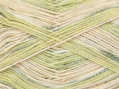 Lot of 4 x 100gr Skeins Ice Yarns SUPER COTTON SOCK (48% Cotton 39% Superwash Wool) Yarn Cream Shades Green Shades