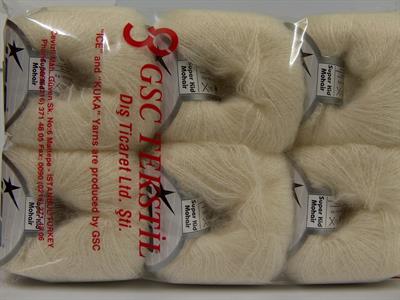 Lot of 6 Skeins Ice Yarns SUPERKID MOHAIR (31% Superwash Extrafine Merino Wool) Yarn Cream