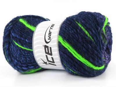 4x100gr. SYMPHONY Premium Akrilik Mor Tonları, Neon Yeşil Kışlık, Batik Desenli, Worsted, 100% Akrilik , Akrilik