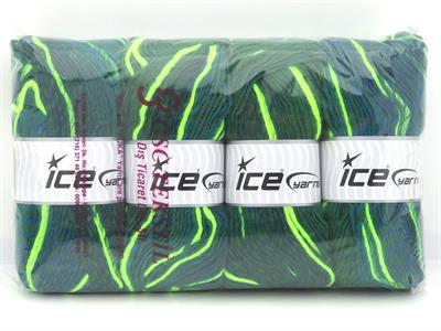 4x100gr. SYMPHONY Premium Akrilik Turkuaz, Yeşil Tonları Kışlık, Batik Desenli, Worsted, 100% Akrilik , Akrilik