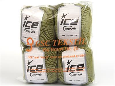 Lot of 4 x 100gr Skeins Ice Yarns TENCEL Hand Knitting Yarn Light Olive Green