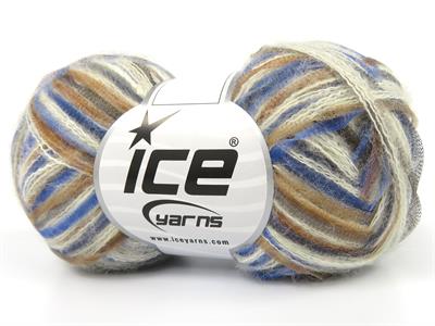 Lot of 8 Skeins Ice Yarns TOUCAN (5% Wool) Yarn Cream Blue Brown Shades Grey