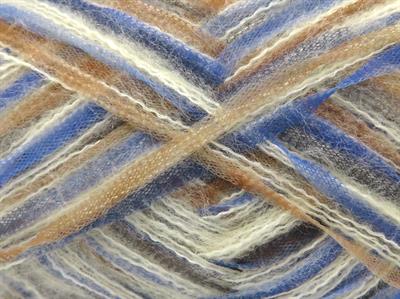 Lot of 8 Skeins Ice Yarns TOUCAN (5% Wool) Yarn Cream Blue Brown Shades Grey