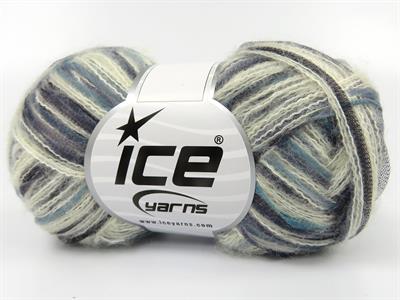 Lot of 8 Skeins Ice Yarns TOUCAN (5% Wool) Yarn Cream Turquoise Grey Shades