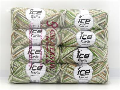 Lot of 8 Skeins Ice Yarns TOUCAN (5% Wool) Yarn Cream Green Gold Grey