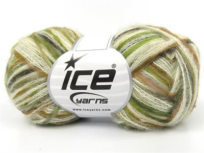 Lot of 8 Skeins Ice Yarns TOUCAN (5% Wool) Yarn Cream Green Gold Grey