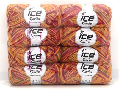 Lot of 8 Skeins Ice Yarns TOUCAN (5% Wool) Yarn Gold Shades Green Purple Burgundy