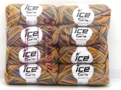 Lot of 8 Skeins Ice Yarns TOUCAN (5% Wool) Yarn Gold Shades Turquoise Green Purple