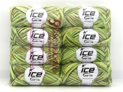 Lot of 8 Skeins Ice Yarns TOUCAN (5% Wool) Yarn Green Shades Gold Grey