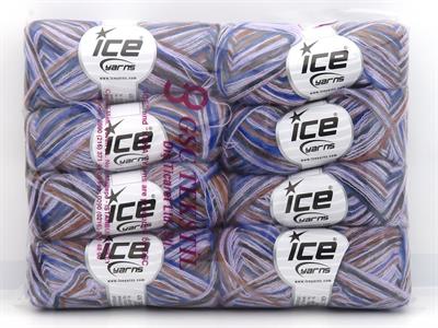 Lot of 8 Skeins Ice Yarns TOUCAN (5% Wool) Yarn Lilac Pink Blue Brown Shades