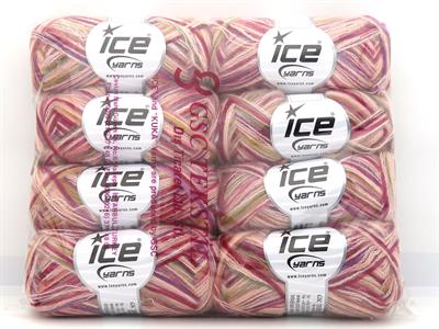 Lot of 8 Skeins Ice Yarns TOUCAN (5% Wool) Yarn Pink Shades Purple Burgundy Green Shades