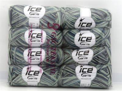 Lot of 8 Skeins Ice Yarns TOUCAN (5% Wool) Yarn Green Shades Turquoise Grey