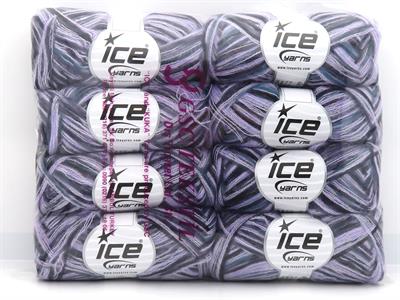 Lot of 8 Skeins Ice Yarns TOUCAN (5% Wool) Yarn Lilac Shades Grey Turquoise