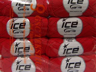 8x50gr. TUBE COTTON FINE Pamuk Kırmızı Yazlık İplikler, Pamuk