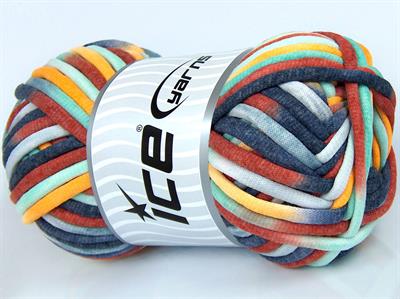 1x250gr. TUBE COTTON JUMBO COLOR Pamuk Altın, Bakır, Mavi Tonları, Nane Yeşil Yazlık İplikler, Pamuk, Çok Kalın, Batik Desenli