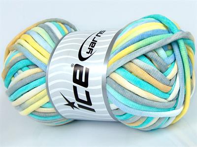 1x250gr. TUBE COTTON JUMBO COLOR Pamuk Açık Gri, Yeşil Tonları, Açık Sarı Yazlık İplikler, Pamuk, Çok Kalın, Batik Desenli