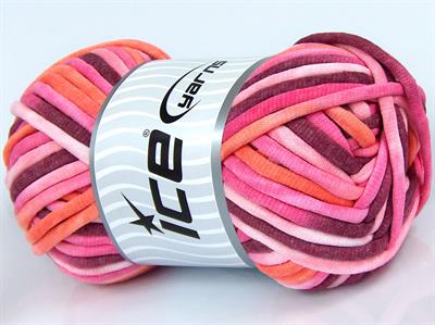 1x250gr. TUBE COTTON JUMBO COLOR Pamuk Turuncu, Maron, Pembe tonları Yazlık İplikler, Pamuk, Çok Kalın, Batik Desenli