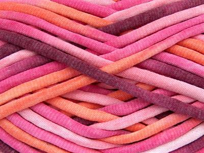 1x250gr. TUBE COTTON JUMBO COLOR Pamuk Turuncu, Maron, Pembe tonları Yazlık İplikler, Pamuk, Çok Kalın, Batik Desenli