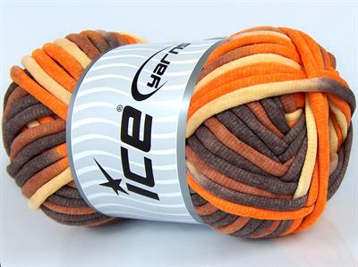 1x250gr. TUBE COTTON JUMBO COLOR Pamuk Turuncu, Sarı, Kahverengi Tonları Yazlık İplikler, Pamuk, Çok Kalın, Batik Desenli